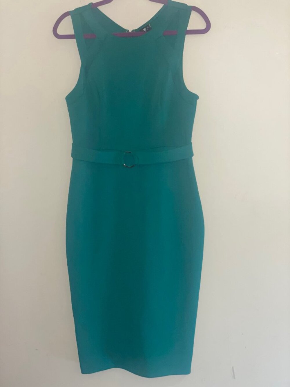 GUESS Los Angeles Size 12 Teal Green Ring Detail Sheath Dress